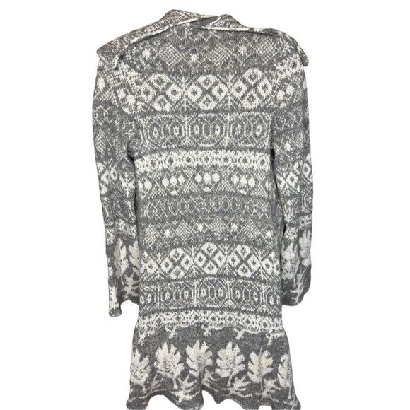 Casmari Cashmere Grey & White Open Front Long Cardigan Size 2 (Medium) - Picture 4 of 7